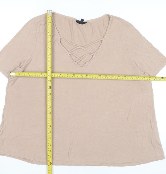 Womens UK Size 16 Topshop Beige Basic T-Shirt