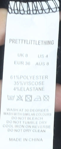 PrettyLittleThing Women’s Black Cropped Button-Up Shirt Size 8