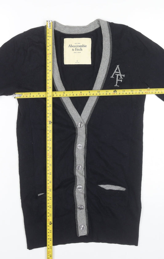 Abercrombie & Fitch Men's Black M Cardigan Jumper V-Neck Cotton Blend