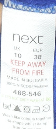 Womens UK Size 10 NEXT Blue Basic T-Shirt