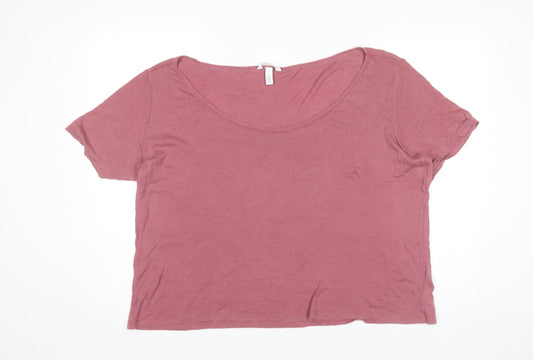 Womens UK Size XL H&M Pink Basic T-Shirt