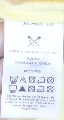 Womens UK Size 12 Crew Clothing Company Yellow Basic T-Shirt