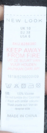 New Look Women Black Polka Dot Wide Leg High Rise Trousers Size 10