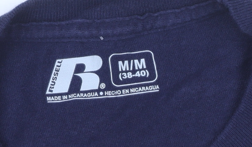 Unisex Adults UK Size M Russell Blue Basic T-Shirt