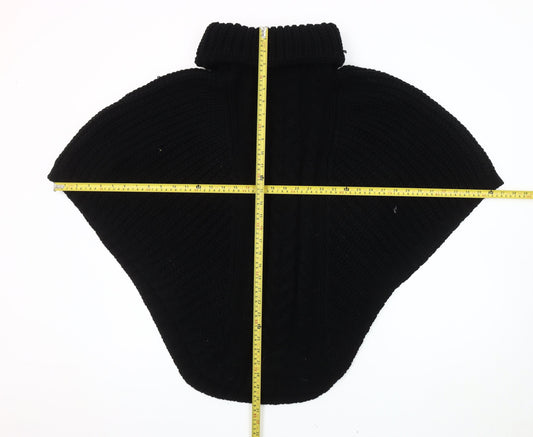 Accessorize Women’s Black Knit Cape Roll Neck Jumper S Wool Blend