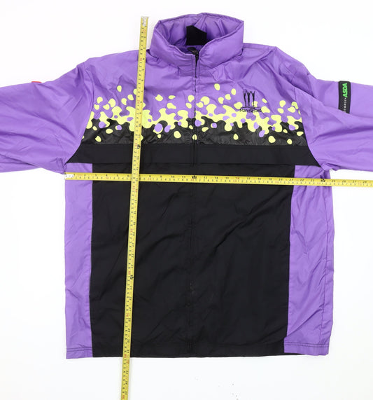 George Mens Purple Black Windbreaker Jacket L Manchester 2002 Retro Sports