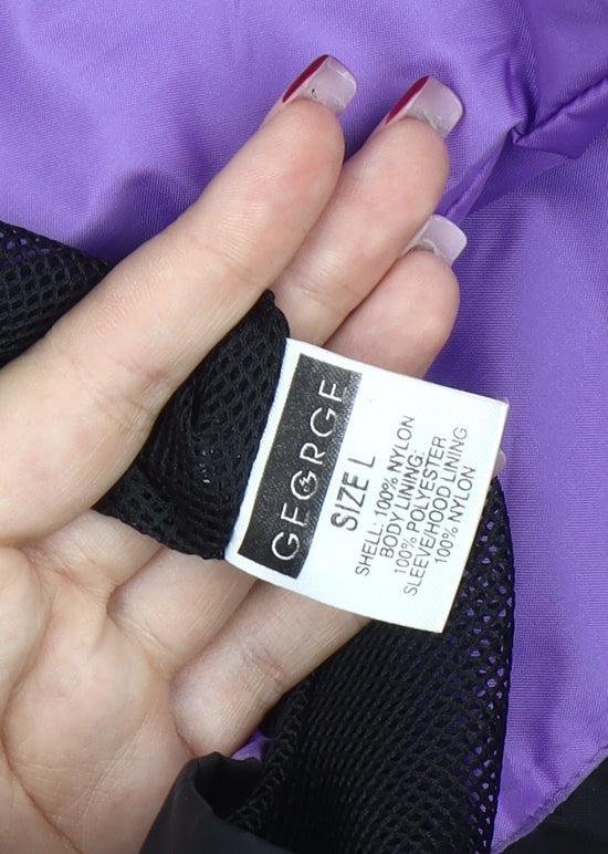 George Mens Purple Black Windbreaker Jacket L Manchester 2002 Retro Sports