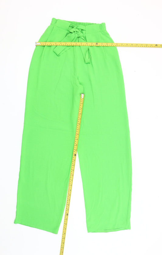 Womens UK Size S Zara Relaxed Fit Paperbag Green Trousers