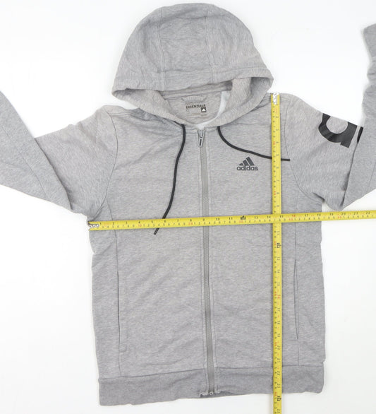 Adidas Womens Grey Hoodie Size 12 Full Zip Sweatshirt