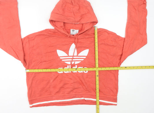 Adidas Womens Orange Pullover Hoodie Size 12 Logo Sportswear