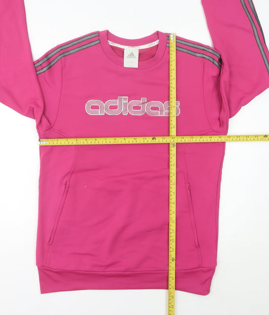 Adidas Womens Pink Sweatshirt Size 14 Logo Pullover Climalite