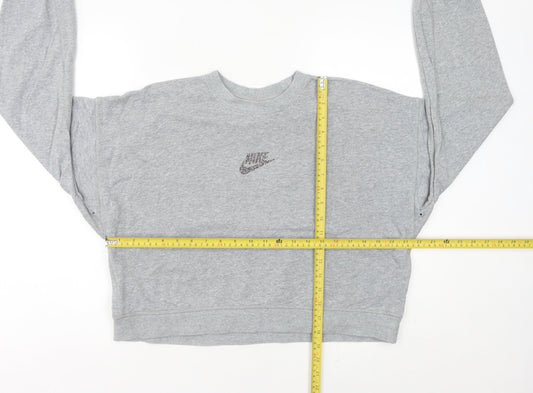 Nike Womens Grey Logo Pullover Sweatshirt Size 10 Regular Fit