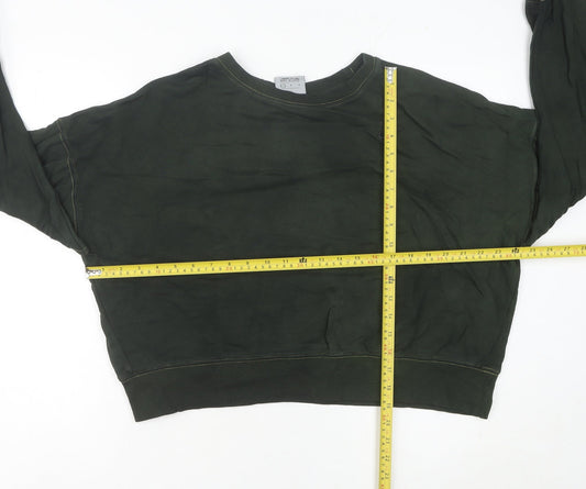 Nike Womens Green Cotton Sweatshirt UK 10 Regular Fit Crew Neck