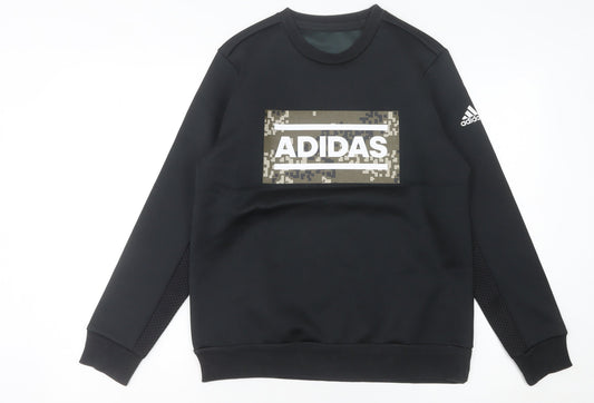 Additional front view of Adidas Women Black Camouflage Logo Sweatshirt, size 8, UK