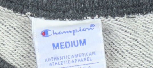 Brand and care label for Champion unisex adults grey m pullover sweatshirt crew neck logo