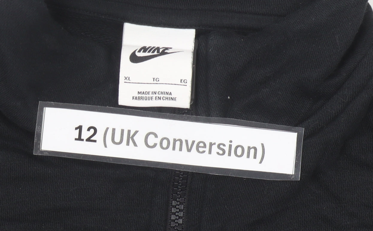 Nike Women’s Black Air Cropped Sweatshirt UK 12 Half Zip Logo