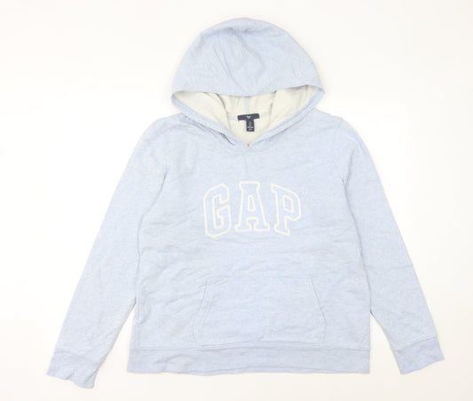 Gap Women’s Blue Pullover Hoodie L Logo Cotton Blend Casual