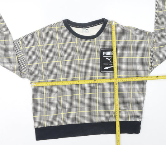 Puma Womens Multicoloured Check Sweatshirt Size 12 Long Sleeve Crew Neck