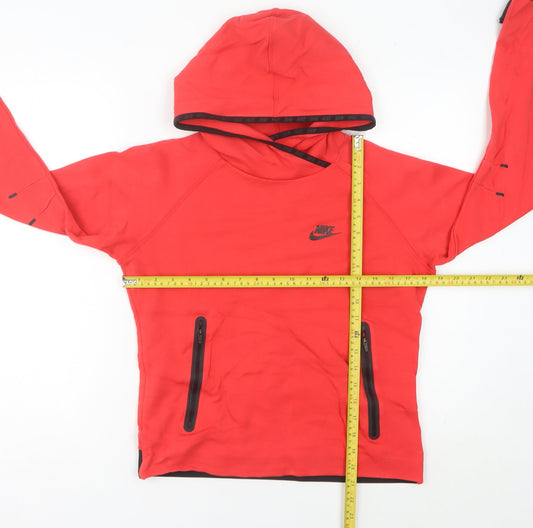 Nike Women’s Red Hoodie Sweatshirt Size 10 UK Hooded Zip Pockets
