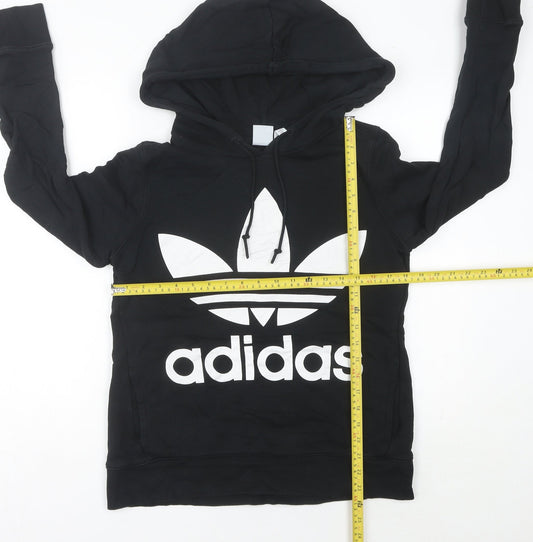 Adidas Women’s Black Trefoil Pullover Hoodie Size 10 Regular Fit