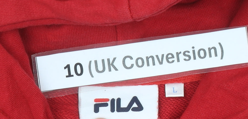 FILA Women Red Hoodie Size 10 Pullover Logo Hooded Sweatshirt