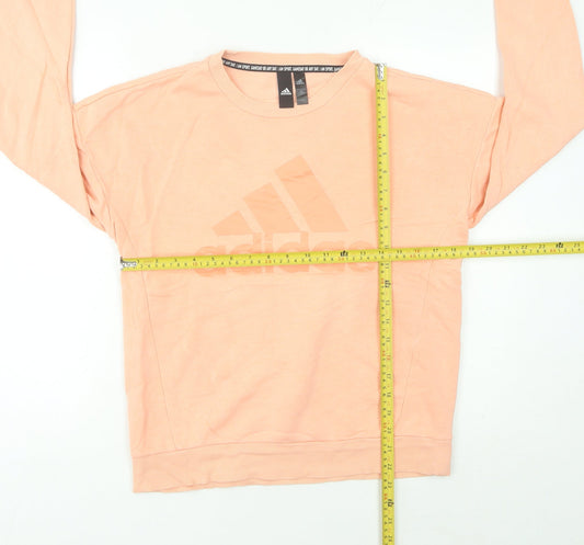 Adidas Womens Peach Sweatshirt Size 10 Cotton Blend Pullover