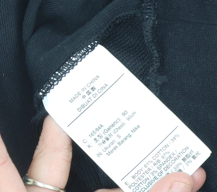 Nike Women’s Black Sweatshirt Size 8 UK Cotton Blend Dri-Fit