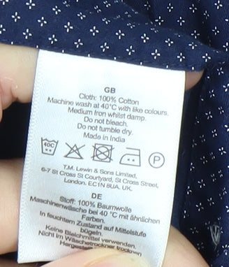 T.M. Lewin Men’s Blue Geometric Cotton Slim Fit Formal Shirt 15.5” Collar