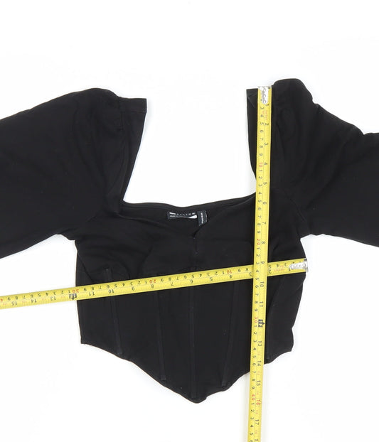 Womens UK Size 8 ASOS DESIGN Black Cropped Blouse