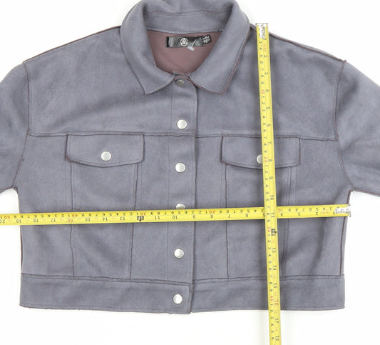 Missguided Women’s Grey Cropped Suede Look Button Jacket UK 8