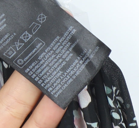 H&M Divided Women’s Black Floral Knee Length Shift Dress Size 8