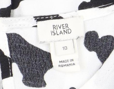 Womens UK Size 10 River Island Multicoloured Basic Blouse
