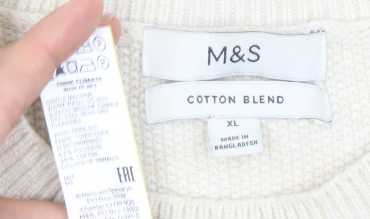 Marks and Spencer Men’s Ivory XL Cable-Knit Cotton Blend Jumper