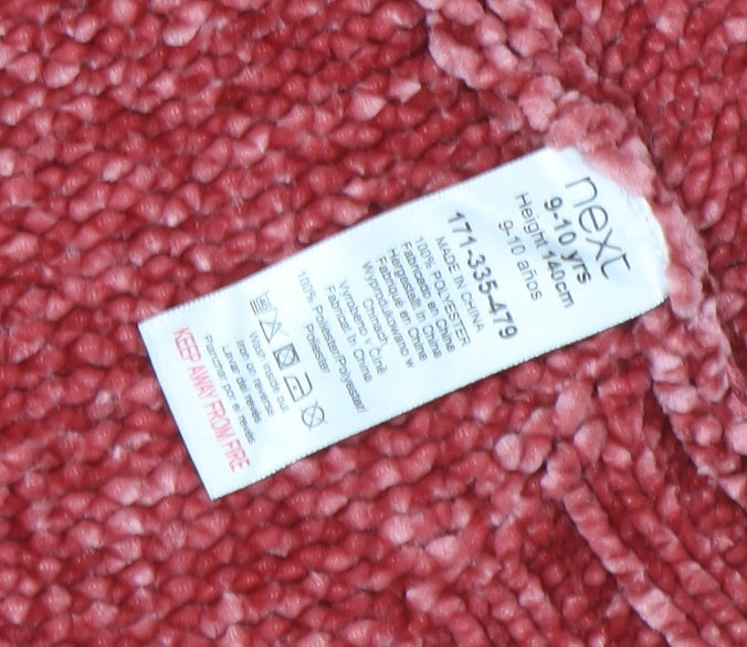 Next Girls Red Cape Jumper 9-10 Years Polyester Knit Roll Neck Winter
