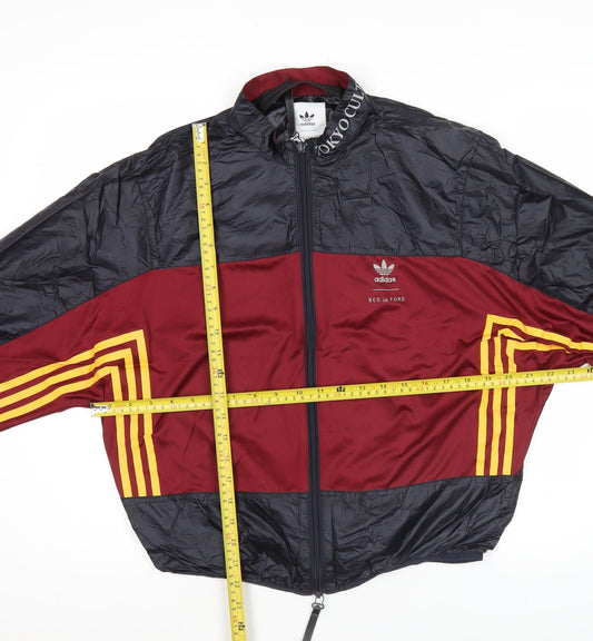 Adidas Men’s Black Red Track Jacket M Sports Logo Full Zip