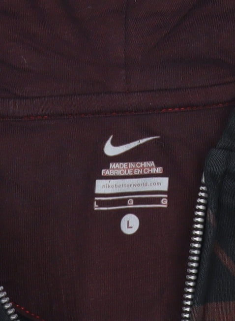 Nike Women’s Black Full Zip Hoodie Sweatshirt L Cotton Blend Graphic