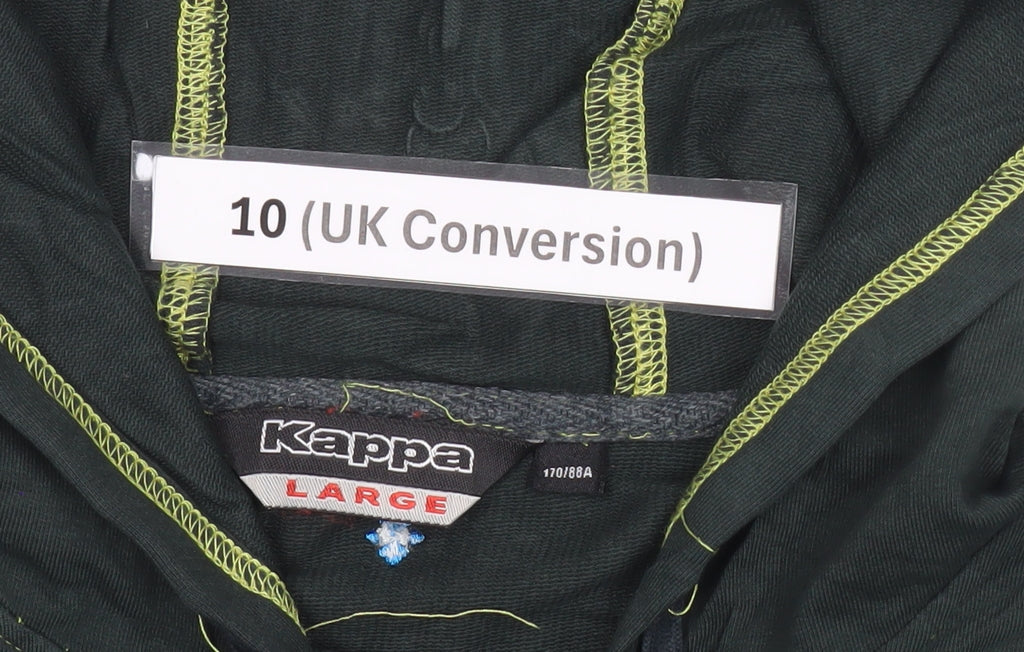 Kappa Womens Black Hoodie Size 10 Embroidered Full Zip Sweatshirt