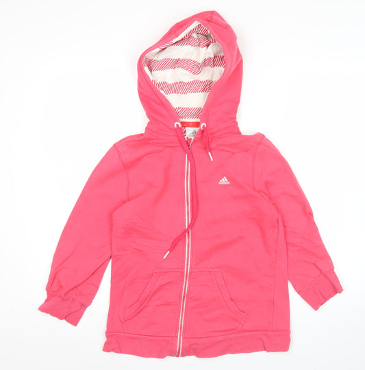 Additional front view of Adidas women’s pink full zip hoodie uk 12 regular fit sportswear