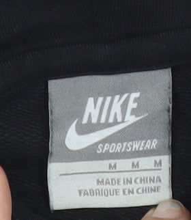 Nike Womens Black Graphic Full Zip Hoodie Size M Cotton Sportswear