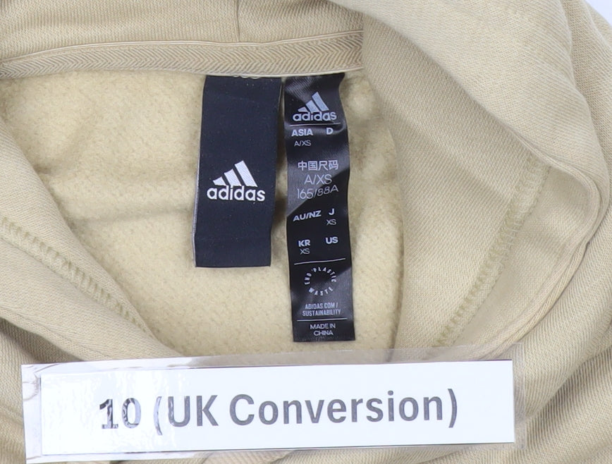Adidas Womens Beige Hoodie Size 10 UK Pullover Logo Casual Sweatshirt