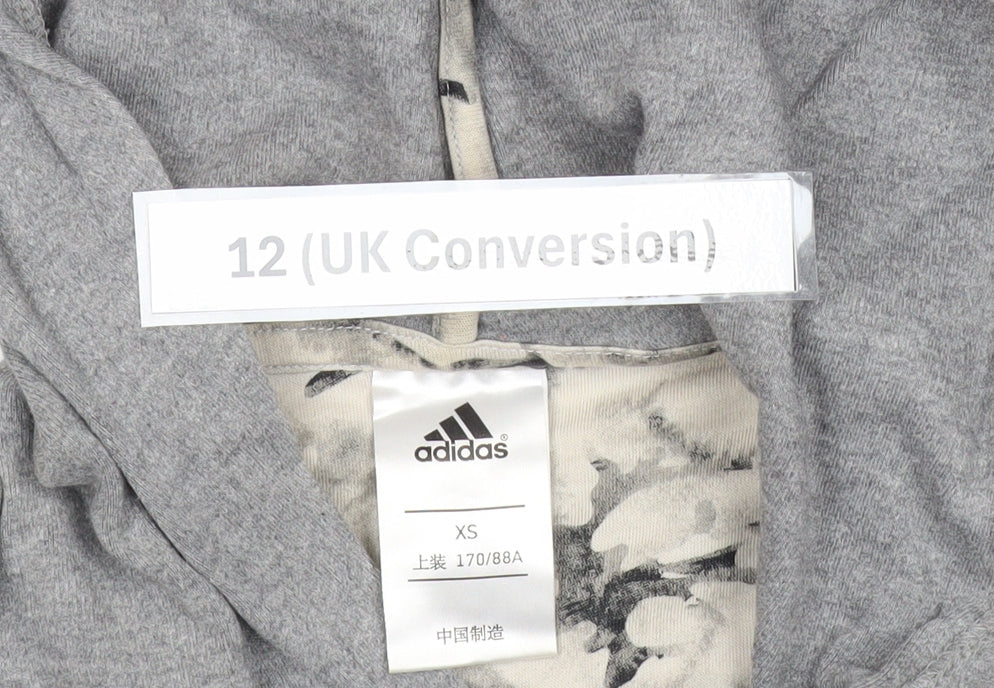 Adidas Women’s Grey Pullover Hoodie Size 12 Cotton Casual Sportswear
