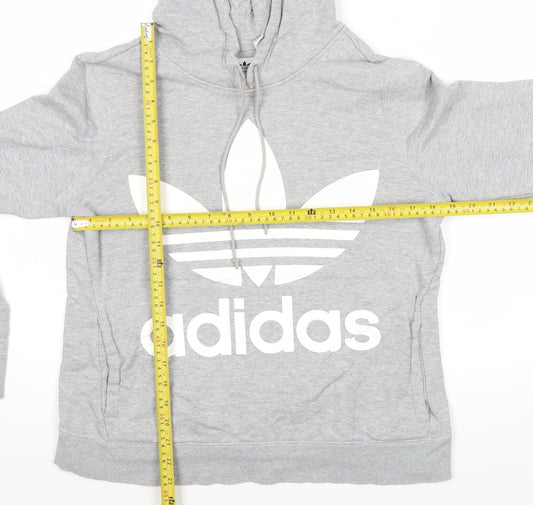 Adidas Womens Grey Trefoil Hoodie Pullover Size 8 UK Logo Sportswear