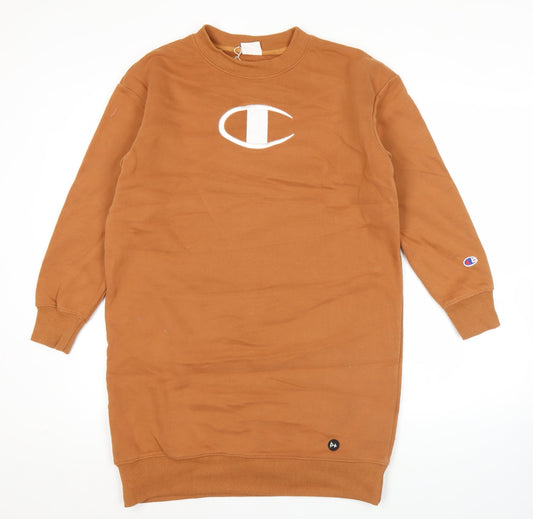 Womens UK Size XS Champion Brown Tunic Sweatshirt