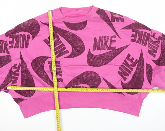 Nike Womens Pink Size 12 Pullover Sweatshirt Logo Graphic