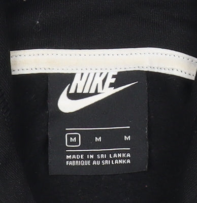 Nike Womens Black Hoodie Medium Pullover Logo Print Sweatshirt