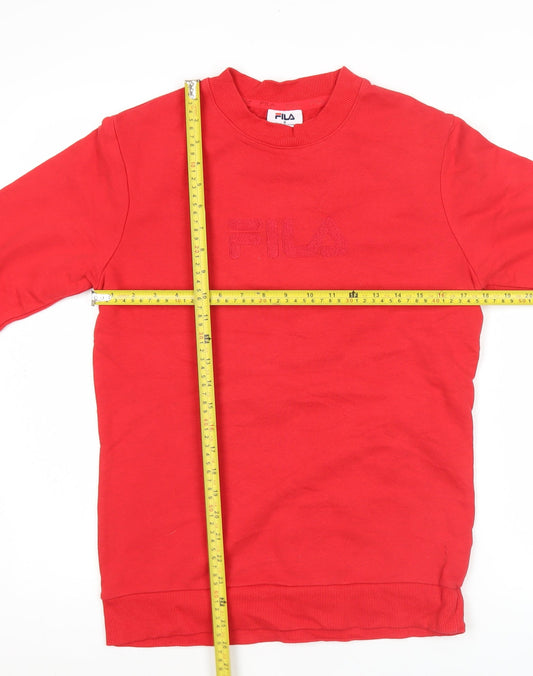 Fila Women’s Red Pullover Sweatshirt Size 8 Logo Casual Long Sleeve