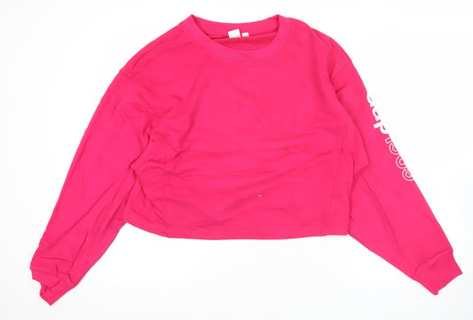 Gap Women’s Pink Logo Cropped Sweatshirt Medium Long Sleeve Cotton