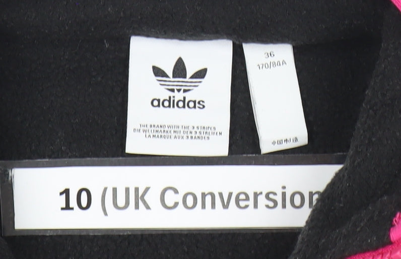 Adidas Womens Black Fleece Sweatshirt Size 10 1/4 Zip Drawstring