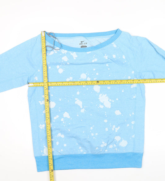 Nike Womens Blue Dri-Fit Sweatshirt L Long Sleeve Pullover Sports Top