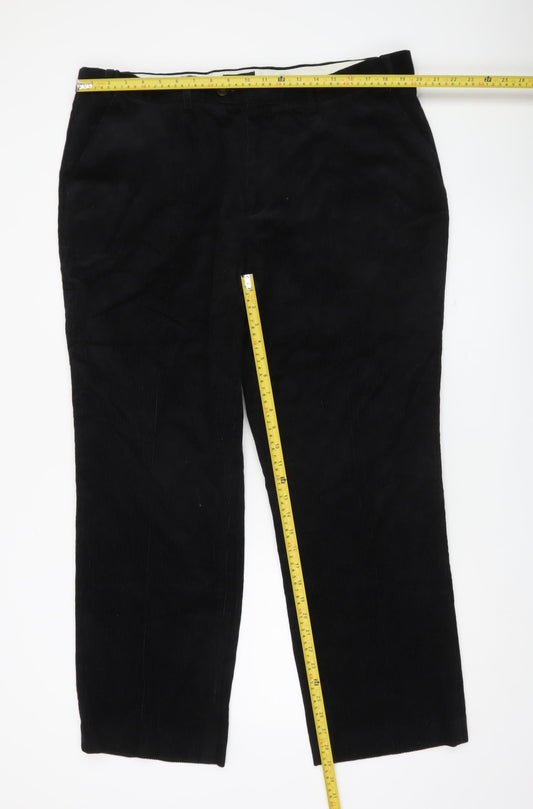 Lincoln Men's Black Corduroy Straight Leg Trousers 40W 29L